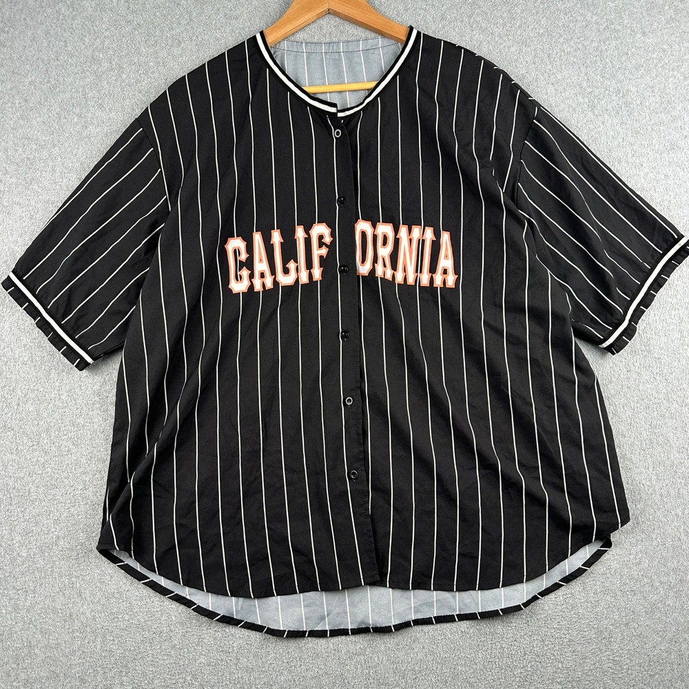 SHEIN Jersey Shirt Womens Medium swblouse0721022 Black Pinstripe California